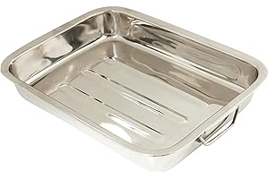 IBILI 651435 Plat à rôtir en Inox avec anses pliantes métalliques 35x26x6,5 cm Classique