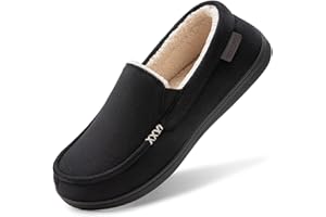 VeraCosy Men's Comfy Suede Memory Foam Moccasin Slippers Warm Sherpa Lining House Shoes with Anti-Skid Rubber Sole