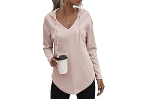 Decorie Pullover Damen Winter Herbst Hoodie Damen Sweatshirt Einfarbig Langarmshirt Damen Kapuzenpullover Casual Pulli Oberteile Tops