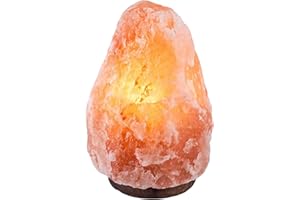 Meridiana® Lampada di Sale Rosa Himalayano 100% Puro e Naturale (1-2KG)- lampada sale Completamente Naturale e Realizzata a Mano con Base in Legno