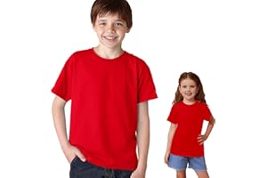 Vida Sol Camiseta Infantil 100% Algodón, 1 y 2 Unidades, Unisex, Manga Corta, Cuello Redondo, Suave y Transpirable, Diseño Básico y Cómodo, Ideal para Uso Diario, Tallas 3-15 Años, Colores Variados