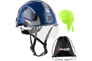 ‎HEARMOR HEARMOR bauhelm mit Visier bauhelme Erwachsene ABS schutzhelm Bergsteiger Helm arbeitshelm Herren EN397 und EN12492 Stoßdämpfung Eindringfestigkeit Angefügt Visiere in transparent oder Smoke