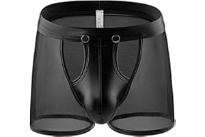 Rayson Bokserki męskie seksowne siatkowe bielizna lakierowana z niskim stanem oddychająca miękkie lekkie majtki z wycięciem