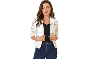 Allegra K Women's Open Front Office Work Business Crop Suit Blazer Jacket
