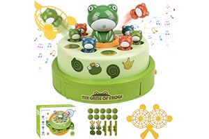 DAMIGHT Frog Bounce and Catch Game Toys, Jumping Frog Toy Popping Board Games, Frog Pop Up Toy with Music, Rotate Bounce Catch Game Interactive Kids Toy for Ages 3-8 Boys Girls Gifts