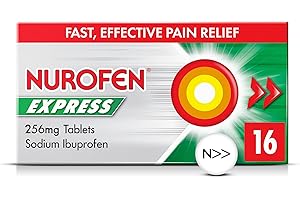 Nurofen Express Ibuprofen 256mg, 16 Tablets - Pain, Sinus, Migraine, Headache, Toothache Relief, Long Lasting Cold & Flu relief