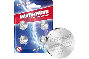 WILHELM CR2450 DL 2450 litiumknappsbatterier (4 st, 3 V, 600 mAh, diameter 24,5 x 5,0 mm)