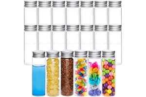 Acetiti 20 Pièces 50ml Tubes à Essai en Verre avec Bouchons à Vis, Bouteille Sensorielle Vide Eprouvette Transparent pour Fleurs, Tube à Essai pour Sels de Bain, Épices, Bonbons, Favoris de Mariage