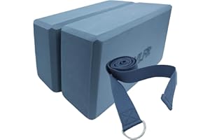 VLFit Lot de 2 blocs de yoga haute densité avec anneau en D en coton élastique