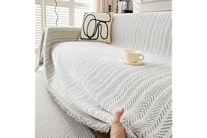 Chenille Sofa Cover - Cat-Proof & Anti-Scratch Couch Protector Slipcover with Tassels | Universal Fit for 1 2 3 4 Seater L U Sofas | Simple Modern Solid Colour Sofa Throw (Grey, 180 * 340cm)