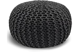 ‎CASAMIA casamia Pouf Ø 55 o. 45 cm Strickhocker Sitzpouf Bodenkissen für Innen Indoor Größe ø 45 cm, Farbe steingrau