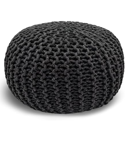 Homescapes Pouf 'Selam' Rund, 45 Cm, Aqua-weiß Gestreift – Sitzkissen & Fußhocker Mit Microperlen-Füllung