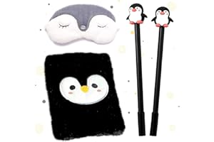 JeVenis Cadeaux pour fille Pingouin Cahier de notes Pingouin Stylo à bille Pingouin Masque à yeux Pingouin Papeterie Fournitures de bureau Fournitures de fête pour Pingouin Favors