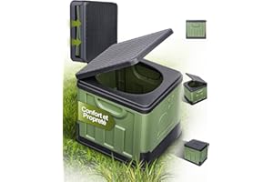 DMTIVMG Przenośna toaleta kempingowa, kompaktowa, 30 l, maks. nośność do 150 kg, 100% tworzywo sztuczne PP 30 x 31,5 x 27 cm, składana, na kemping, do użytku na zewnątrz, na kemping, do użytku w