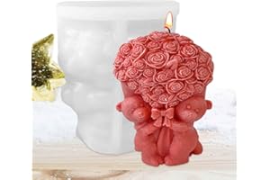 Rosixehird Stampo in Silicone per San Valentino,Stampo in Resina Orso con Bouquet di Rose - novità San Valentino Design Amore Candela Stampo per la Realizzazione di Candele, Decorazioni per la casa