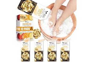 nbc BeautiLab Foot Soak Set: Bubble Salt, Sugar Scrub, Massage Mask, Massage Lotion in a Box, 4 Step Foot Spa Kit for Dry Feet, Softens Calluses, Tired Feet (3 Set, 3 Set Golden petals scent)