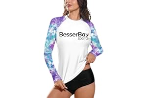 BesserBay Womens Long Sleeve Swimming Summer Sun Protection Quick Dry UV Rash Guard S-XXL