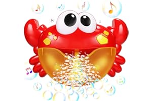 Jiosdo Badewannenspielzeug - Badespielzeug Baby ab 1 2 3 4 Jahr, Krabbe Seifenblasenmaschine Baby Badespielzeug mit Musik, Wasserspielzeug Kinder Badewanne Spielzeug für Jungen und Mädchen (rot)