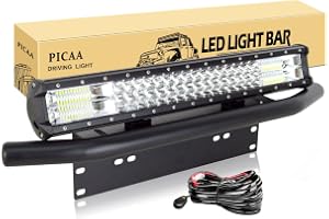 PICAA Led-ljusramp för bil, 20 tums ljusramp med tredubbla rader med 7D 288 W led-arbetslampor och monteringsfäste på registe