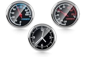 Riloer Luminous Car Digital Crystal Mechanical Clock/Thermometer/Hygrometer, electronic watch,Mini car clock, humidity and temperature meter, suitable for all car models(3pcs)