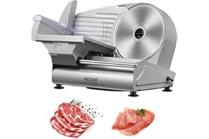 VEVOR Affettatrice Carne, Affettatrice Elettrica da 180 W con Lama in Acciaio Inossidabile SUS420 da 7,5" e Protezione Lama, Spessore Regolabile da 0 a 0,6 Pollici per Uso Domestico, Facile da Puli