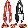 Crab Leg Crackers and Tools, 2PCS Multifunctional Lobster Crackers and Picks Set, Portable Shellfish Crab Claw Cracker Stainless Steel Seafood Crackers & Forks, Crab Leg Sheller, Dishwasher Safe