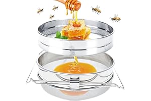 ETOFIXEE Edelstahl Honigfilter, Doppelsieb Edelstahl Honigsieb, Honigsieb Doppel-Sieb, Der 24cm Honig Filter Erntet Und Schleudert Honig Und Ist Ideal Für Beekeeper