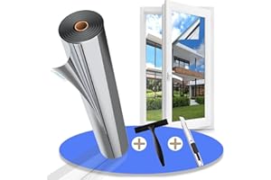 ‎GUFOLTIE Gufoltie UV-Schutz Sonnenschutzfolie Fenster innen oder außen 75 * 400cm Spiegelfolie Fenster Sichtschutz Selbstklebend Fensterfolie Rückstandslose thermofolie Fenster gegen hitze Silber