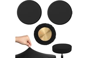 Mabor 2Pcs Bar Stool Covers Round, Black High Elastic Soft Bar Stool Cushion Covers Circle Washable Slipcovers Fit for Dia 11-19 inches Round Chair Cover for Home Hotel Market
