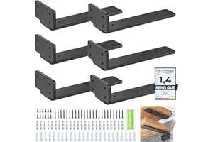 WELDUN Shelf Brackets, 8 Inch, Heavy Duty Shelf Brackets for Wall Mounting, Load Capacity 75 kg, Pack of 6