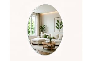 Oval Shape Adhesive Mirror Sticker for wall on Tiles Bathroom Bedroom Living Room Basin Mirror Bathroom Wall Mirror Stickers Unbreakable Plastic wall Mirror 30 * 20