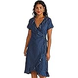 yumi frill wrap denim dress