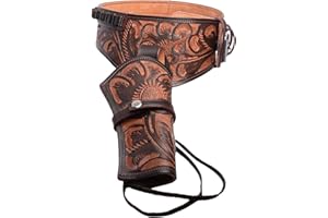 Hulara Full Grain DD Harness Buff Leather Western Gun Holster for Men Heritage Rough Rider 357 Magnum Holster Cowboy Gun Belt and Holster .22 and .38/.357 Cal Revolver Holster