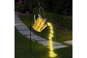 LIFEMET Solar Gießkanne Lichter LED Außen SolarLaterne Lampe lichterketten für aussen Garten Fairy Duschlicht Gartendekoration Metall Vintage Solarleuchten Balkon Tisch