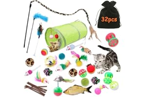 TOPSEAS Kit Jouet Chats Animaux Domestiques Toys pour Chaton Minou,Jouet De Boule De Chat Tunnel Jeu 32 pièces