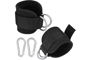 YiPHomn 2 Stück Fußschlaufen Kabelzug mit D-Ringen, Fußmanschetten Fußriemen und Karabiners für Kabelzug Fitness Training, Zughilfen für Beintraining am Seilzug