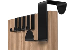 Shexkent Crochet Porte, 6 Pièces Porte Manteau pour Porte Acier Inox Patere Porte pour Porte Standart, Tiroir, Placard Armoire, pour Cuisine Salle de Bains Chambre à Coucher, Noir