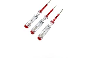 TIJAR® 3 Pack Electric Voltage Tester Screwdrivers – Small Slotted Tip with Pocket Clip, Transparent Safety Insulated, Electrical Test Pen Set