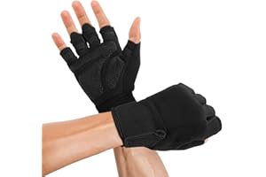 GlasFlength Rękawice kulturystyczne 1 para, rękawice fitness dla mężczyzn i kobiet, oddychające, wyściełane rękawiczki, do podnoszenia ciężarów, ochrona dłoni, rękawiczki rowerowe (czarne)