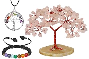 NARIBABU Rose Quartz Tree - Crystal Money Tree - Pink Crystals - Tree Of Life Gifts - Quartz Crystal - House Warming Gifts New Home - Feng Shui Money Tree - Crystal Tree Ornaments