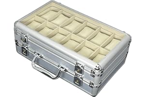 MAESTRORELOJERO MR Maestro Relojero - Robuste Aluminium Uhrenbox | Platz für 24 Uhren und Schmuck | Ideal für Herrenuhren Watch | Wasserdicht, Aluminium