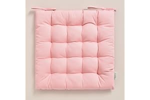 ROOM99 Carmen Cojín para Silla, 40 x 40 x 4,5 cm, cojín de Asiento con Cintas, cojín Decorativo para Silla, Suelo, cojín de Suelo, cojín para Exterior, Interior, salón, algodón, Tela Natural, Color