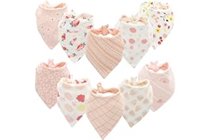 Flow fire 10 Stück Dreieckstuch Baby, Verstellbare halstuch Baby aus Reine Baumwolle, Super Absorbierende Sabberlätzchen