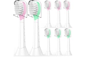 BISWITIF 8 wymiennych szczoteczek dla dzieci, kompatybilne z Philips Sonicare mini szczoteczki do zębów dla dzieci, od 3-5 lat, różowe/zielone