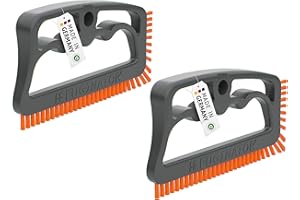 FUGINATOR® Set di 2 spazzole per fughe in grigio/arancione – Spazzola per la pulizia delle fughe in bagno, WC, cucina, ecc. – Pulizia di piastrelle e pavimenti – Pratica spazzola per fughe e