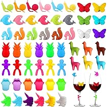 Lot De 54 Marqueurs De Verre Réutilisables En Silicone, Pour Verres à Vin, Champagne Et Martini