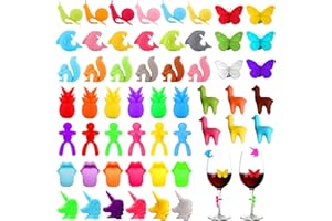 MITENING Glasmarker - Glasmarkierer Silikon, 54 Stück Weinglas Markierer, Wiederverwendbarer Weinglasmarkierer, Becher Markierung Silikon, Glas Markierung Für Weinglas Champagnerglas Cocktailglas Martini-Glas