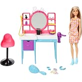 Barbie Muhteşem Kuaf&ouml;r Oyun Seti Renk değiştiren sa&ccedil; &ouml;zellikli Barbie Muhteşem Kuaf&ouml;r oyun seti HKV00