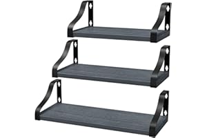McNory Mensole da Muro, Set di 3 in legno, Mensole Galleggianti da Parete,decorazioni muro, lunghezza 42/36/29 cm per camera da letto/soggiorno/cucina/ufficio a casa, ecc( grigio )