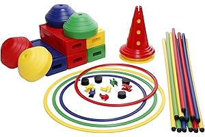 Italveneta Didattica - Kit Psicomotorio Modello A, Include Aste, Coni, Cerchi e Accessori, Colorato e Innovativo, per Attività Motoria e Creativa